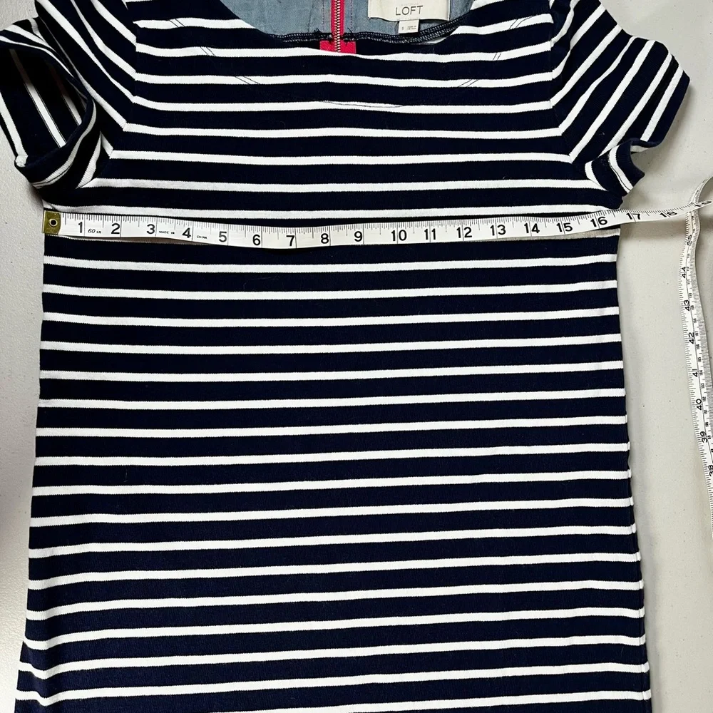 LOFT Navy and White Striped Dress , Small - Picture 13 of 15